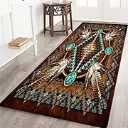 Southwestern Long Runner Rug for Hallway,Rustic South Western Aztec Tribal Native American Indian Geometric,Area Rug Non-Slip Floor Carpet Indoor Doormat Entrance Door Mat Washable Kitchen Rug