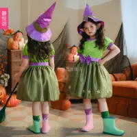 在飛比找蝦皮購物優惠-萬聖節表演服裝女童小叮噹公主cos花奇妙仙子綠色精靈兒童洋裝