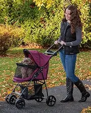 Pet Gear No-Zip Happy Trails Lite Pet Stroller for Cats/Dogs, Zipperless Entry, Easy Fold with Removable Liner, Safety Tether, Storage Basket + Cup Holder, 3 Colors