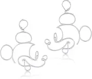 [Disney] Women's Mickey Wire Style Earrings Dangle Earrings, Silver, 6CM