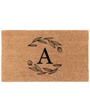 CocoMatsNMore Half Circle Leaf Monogram Doormat