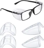 MELASA Safety Glasses Side Shields for Prescription Glasses, Slip on Clear Eye G