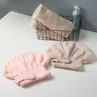 2Pcs Soft Shower Cap Coral Fleece Towel Hat Bath Head Wrap Spa
