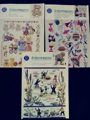 Coats Intermezzo Lot of 3 Cross Stitch Patterns Teddy Bear, Birthday, Frogs NEW
