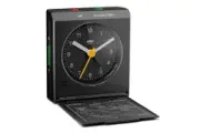 7.8cm Black Analogue Travel Alarm Clock With World Time Zone Map By BRAUN