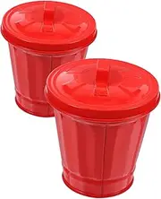 MAGICLULU 1set Tin Bucket with Lid Car Trash Bin Kitchen Trash Containers Automotive Garbage Cans Rubbish Bin Desktop Garbage Trash Can Tiny Waste Bucket Vintage Tin Can Galvanized Iron 2pcs