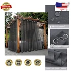 Elegant Outdoor Sheer Curtains - Waterproof Grommet Panels, 100x84 Grey - 2 Pack