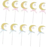 Totority Moon s and Stars Cake Toppers 20pcs Creative Cake Topper Set Non-breakable and Reusable for Baking
