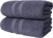 FB 2x Extra Large Super Jumbo Bath Sheets (100 x 200 cm-600 GSM) Luxury 100% Egyptian Combed Cotton Towel Super Soft Premium Hotel Quality Quick Dry Bathroom Towels Set (Charcoal Grey)