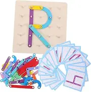 Educational Toddler Toys Wooden Pegboard Puzzle Montessori Toys Boys and Girls Wooden Graphic Learning