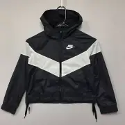 Nike Wind Breaker Hooded Jacket Girl Size S Small Full Zip Lightweight Coat #659