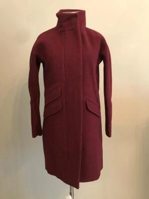 NWT JCrew $350 Stadium Cloth Wool Cocoon Coat 00 Heather Fire Red J5536 **FLAW**