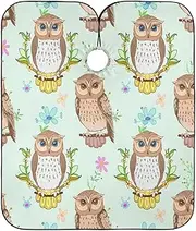 RPLIFE Beautifully Owls Wildflowers Green Barber Cape Shampoo Cape, Barbershop Accessories, Beautifully Owls Wildflowers Green