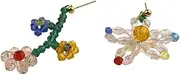 [RYEPOLNIX] Handmade Earrings Beaded Colourful Flowers Asymmetric Beaded Stud Earrings Summer Beach Sweet Cute Cool Girls Party Earrings/594
