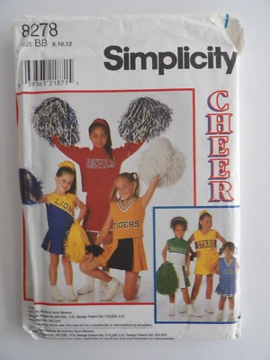 Simplicity 8278 DESIGN YOUR OWN Cheerleader Uniform Costume Girls' Sz 8-12 UNCUT