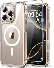 TAURI 3 in 1 for iPhone 16 Pro Case 6.3" with 2-Pack Screen Protector, Compatible with MagSafe, Military-Grade Protection, [Anti-Yellowing] Shockproof Transparent Magnetic Phone Cover - Clear