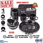 Hinterland Dinnerware Set Camping Utensils Enamel 24 Piece Dining Plate Bowl Cup