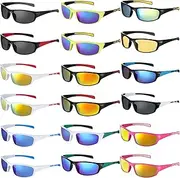 [Leumoi] 18 Pairs Polarized Sports Sunglasses Tactical Running Sunglasses Driving Shade Motorcycle Glasses for Men Women Youth