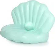 Motionchic 1 Pack Inflatable Seashell Pool Float with Pearl Ball 55 Inch Birthday Cute Pool Lounge Floats for Adults Summer Beach Swimming Ocean Theme Party