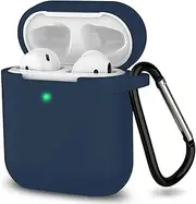 Newest 2019 AirPods Case,Full Protective Silicone AirPods Accessories Cover Compatiable with Apple AirPods Wireless Charging Case Dark Blue