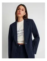 [JAG] Gia Relaxed Pinstripe Blazer in Blue