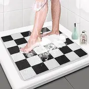 Shower Mat Non Slip Anti-Mildew: 60x60 cm Square Shower Mats with Drain Holes - Soft PVC Loofah Bathtub Mat for Kids and Elderly - Quick Drying Bath Matt for Shower Stall