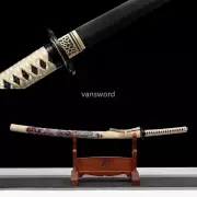 1095 Carbon Steel Handmade Japanese Katana Black Blade Samurai Sword Full Tang .