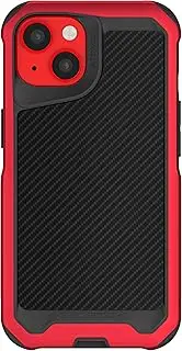 [Ghostek] ATOMIC slim MagSafe iPhone 14 Case with Real Aramid Fiber Back and Red Aluminum Metal Bumper Tough Heavy Duty Protection Phone Cover Designed for 2022 Apple iPhone 14 (6.1 Inch) (Aramid - Red)