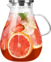 Glass Pitcher with Lid 1 Gallon Glass Water Pitcher Hot/Cold Water Jug New