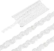 uxcell 5 Yard Sequins Beaded Lace Trim 0.6 Inch Wave Sequin Braid Trim Strip Paillette Ribbon for Crafts, Embellishments, DIY Sewing Costume, White