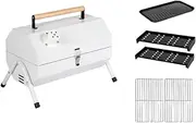 Amagogo Portable Charcoal Grill BBQ Grill with Baking Net Household Barbecue Grill Tabletop for Yard Patio Beach Camping Barbecue, White