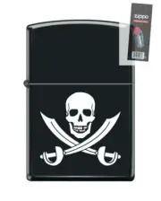 Zippo 82297 black skull crossed swords pirate jolly roger Lighter + FLINT PACK