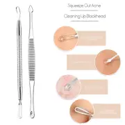 2 PC Set Blackhead Whitehead Pimple Acne Comedone Extractor Remover Popper Tools