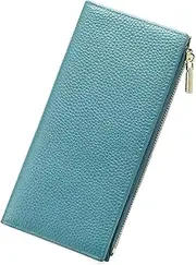 [GOIACII] Slim Wallet for Women Rfid Blocking Ladies Purse Credit Card Holder with Zip Pocket Bifold, B02 Blue, Classic