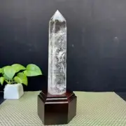 2.65LB Natural clear quartz obelisk white crystal tower Energy Healing+stand