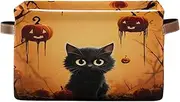 Halloween Cat Pumpkin Storage Basket, Decorative Rectangle Nursery Room Storage