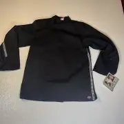 Dickies Black Tunic Chef Jacket Coat Checkered Trim CW070301 Size 36 New Brand