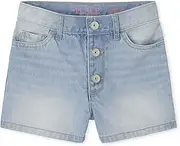 The Children's Place Girls High Waist Button Front Denim Shortie Shorts