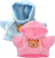 Bear Clothes, 2pcs Hooded Bear Stuffed Animal Clothes, DIY Decorative Clothes for 6-8inch Stuffed Animals Bear Toys