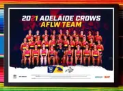 Framed 2021 ADELAIDE CROWS AFLW Poster - 62cm x 44.5cm x 3cm