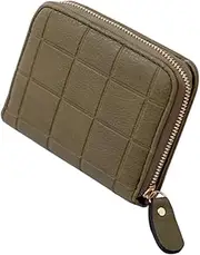 [SAFIGLE] Women's Zipper Wallet Mini Purse for Cards Keys Coins Women Girl Pu Leather Plaid Wallet Dark