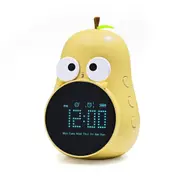 Alarm Clock for Kids, Pear-Shaped Kids Digital Rechargeable Clocks for Bedrooms, Wake Up Clock for Kid with 5 Ringtones (Yellow)