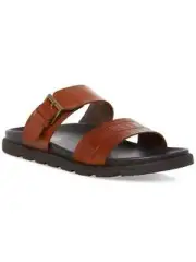 Steve Madden Men's Corro Two Strap Slip-On Sandals Color Tan Leather Size 13