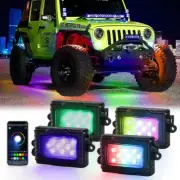 AUXBEAM RGB LED Rock Lights bluetooth Controller Music Sync 4 Pods Neon Lamps