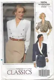 C201 VOGUE 7974: BLOUSE SIZE 14-18 SEWING PATTERN