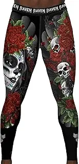 [Raven Fightwear] Men's Calaveras y Rosas Spats Tights BJJ MMA Black