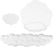 JIKIOU Cloud Mouse Pads, Exquisite Leather Mouse Pads Wrist Support, Comfortable Memory Foam Wrist Rest for Computer Laptop Mac Gaming Office and Pain Relief White