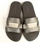 Men's Handmade Designer Top Grain Leather Cutout Slip On Slides Inset Band Motif