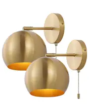 JONATHAN Y Tierra 7in Set of 2 Midcentury Iron LED Sconce With Pull-Chain Switch