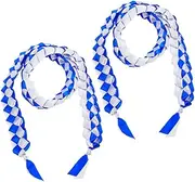 [SAFIGLE] 2pcs Graduation Season Necklace Ribbons Braid Graduation Necklace Sashes Decoration Silver Party Thick Graduate Cords for Graduation 2024 Ribbon Lei Polyester Blue